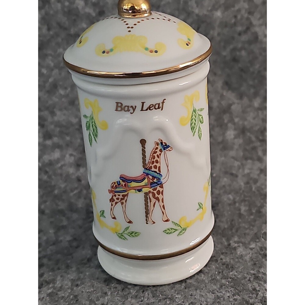 Lenox Carousel Fine Porcelain BAY LEAF Spice Jar